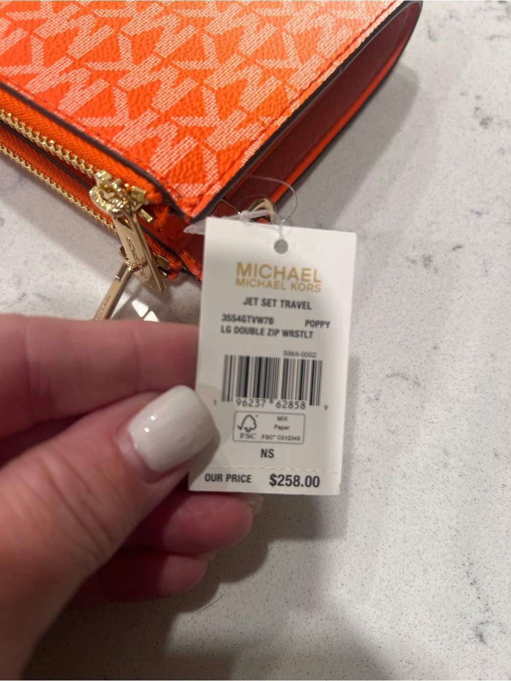 NWT Michael Kors Orange to White Ombre MK Zip Clutch - Picture 2 of 7